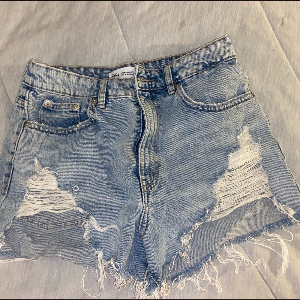 Zara Distressed Denim Shorts